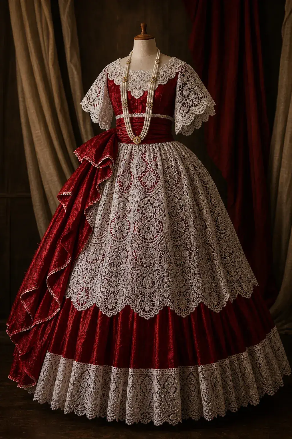 Conjunto vermelho e branco de roupa de santo sob medida